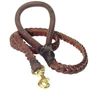 braided leather dog leash 6 foot