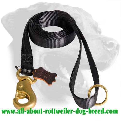 Order Nylon Rottweiler Leash, Brass Snap Hook