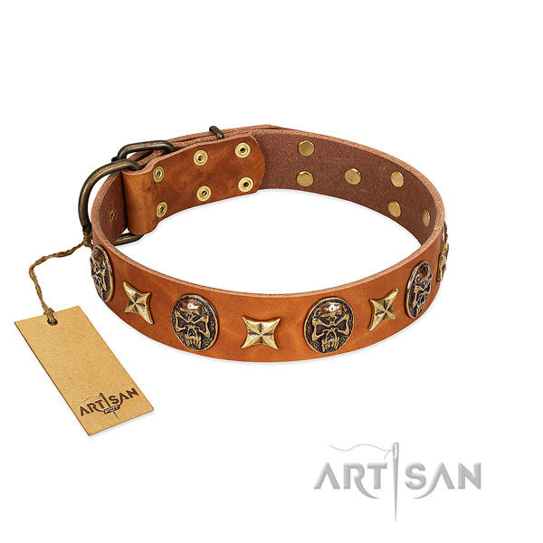 Convenient genuine leather collar for your canine