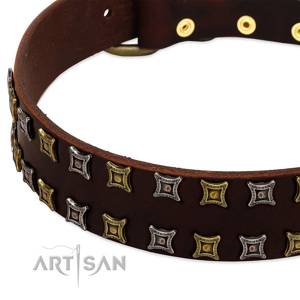 Best quality full grain genuine leather dog collar for your stylish canine