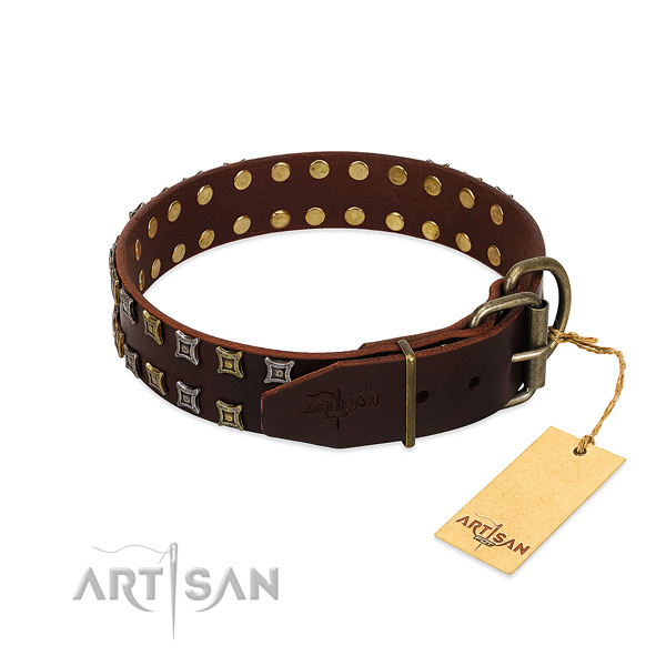 Flexible natural leather dog collar made for your dog