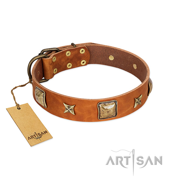 Unique natural genuine leather collar for your dog