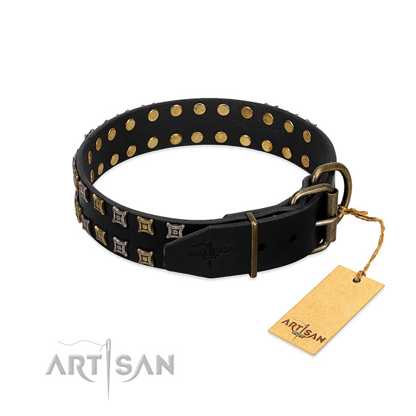 Gentle to touch full grain natural leather dog collar crafted for your four-legged friend